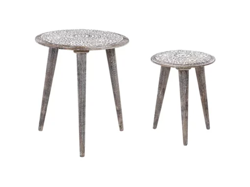 Lot De 2 Tables D'appoint En Bois De Manguier Blanc Cassé BARJU -Meilleur Meubles Magasin table basse 12698221