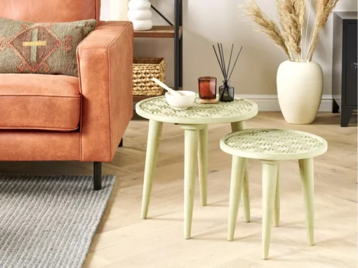 Lot De 2 Tables D'appoint En Bois De Manguier Vert Clair MAHARO -Meilleur Meubles Magasin table basse 13320283