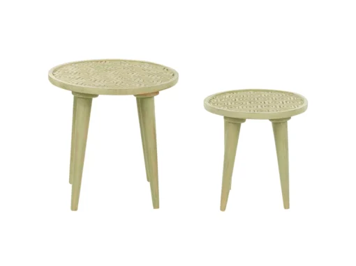 Lot De 2 Tables D'appoint En Bois De Manguier Vert Clair MAHARO -Meilleur Meubles Magasin table basse 13320285