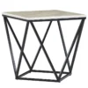 Table Appoint Carrée Effet Marbre Beige / Pied Noir 50 X 50 Cm MALIBU -Meilleur Meubles Magasin table basse 16138531