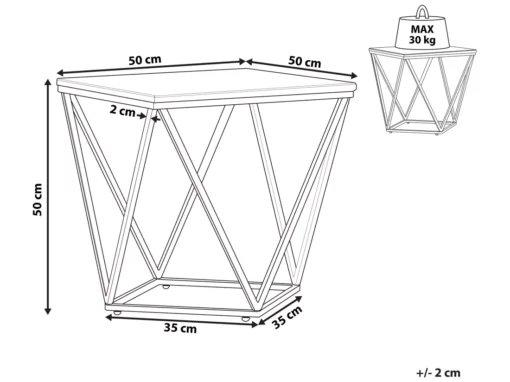 Table Appoint Carrée Effet Marbre Beige / Pied Noir 50 X 50 Cm MALIBU -Meilleur Meubles Magasin table basse 16138535