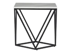 Table Appoint Carrée Effet Marbre Beige / Pied Noir 50 X 50 Cm MALIBU -Meilleur Meubles Magasin table basse 16138537
