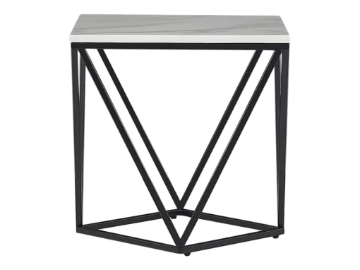 Table Appoint Carrée Effet Marbre Beige / Pied Noir 50 X 50 Cm MALIBU -Meilleur Meubles Magasin table basse 16138537