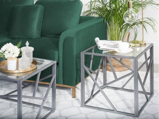 Table Appoint Argenté En Verre ORLAND -Meilleur Meubles Magasin table basse 16139957