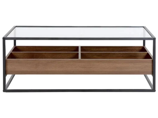 Table De Salon Au Plateau De Verre Avec étagère Bois Sombre/noir WACO -Meilleur Meubles Magasin table basse 16212619