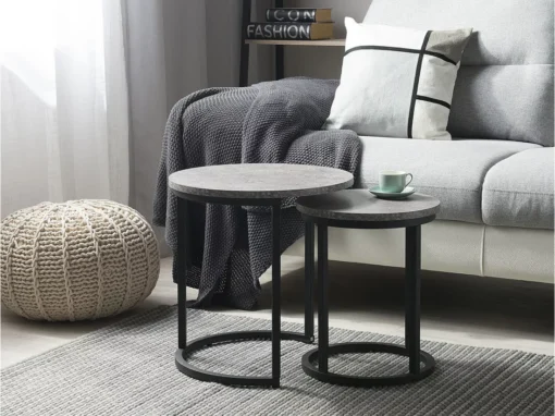 Lot De 2 Tables Appoint Béton/noires DIXIE -Meilleur Meubles Magasin table basse 16369473