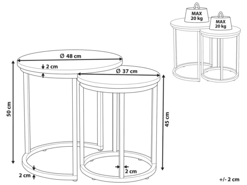 Lot De 2 Tables Appoint Béton/noires DIXIE -Meilleur Meubles Magasin table basse 16369475