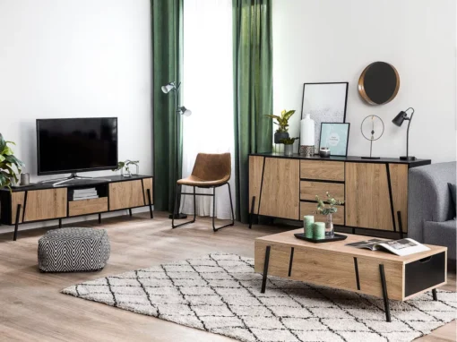 Table Basse En Bois Clair Et Noir BLACKPOOL -Meilleur Meubles Magasin table basse 16423799