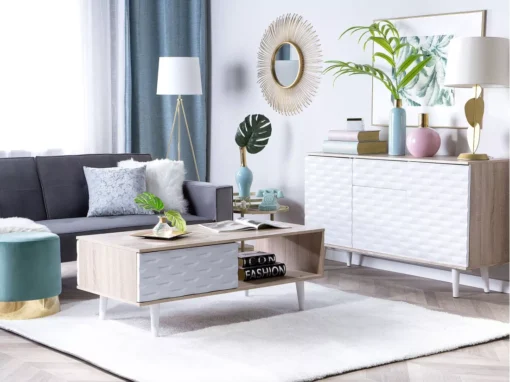 Table Basse En Bois Clair Et Blanc SWANSEA -Meilleur Meubles Magasin table basse 16424651