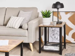 Table Appoint Bois Foncé Et Noire 45 X 45 Cm ASTON -Meilleur Meubles Magasin table basse 16614661