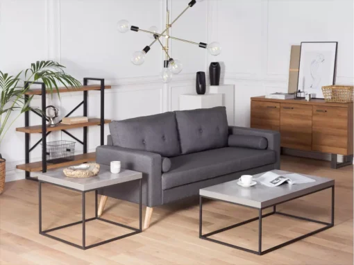 Table Appoint Effet Béton Et Noire DELANO -Meilleur Meubles Magasin table basse 16615793