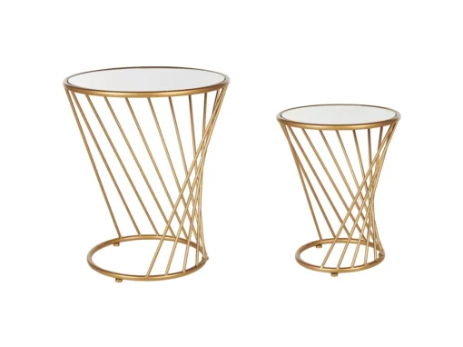Lot De 2 Tables Basses Verre Et Acier Doré Rondes TWIST -Meilleur Meubles Magasin table basse 16615909