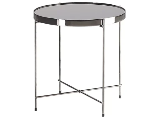 Table Appoint Noire Et Argentée Ronde ⌀ 40 Cm LUCEA -Meilleur Meubles Magasin table basse 16630691