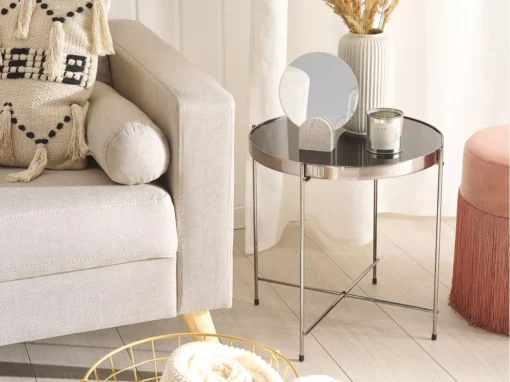 Table Appoint Noire Et Argentée Ronde ⌀ 40 Cm LUCEA -Meilleur Meubles Magasin table basse 16630693