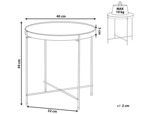 Table Appoint Noire Et Argentée Ronde ⌀ 40 Cm LUCEA -Meilleur Meubles Magasin table basse 16630695