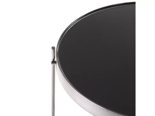 Table Appoint Noire Et Argentée Ronde ⌀ 40 Cm LUCEA -Meilleur Meubles Magasin table basse 16630699