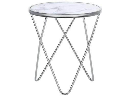 Table Appoint Effet Marbre Blanc Et Argenté MERIDIAN II -Meilleur Meubles Magasin table basse 16630885