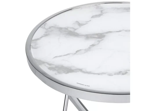 Table Appoint Effet Marbre Blanc Et Argenté MERIDIAN II -Meilleur Meubles Magasin table basse 16630891