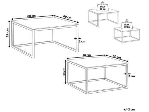Lot De 2 Tables Basses Imitation Marbre Blanc BREA -Meilleur Meubles Magasin table basse 16679225