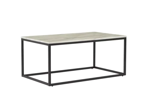 Table Basse Effet Marbre Beige Avec Pieds Noirs DELANO -Meilleur Meubles Magasin table basse 16679793