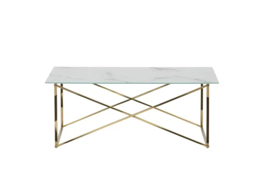 Table Basse Effet Marbre Blanc Structure Dorée EMPORIA -Meilleur Meubles Magasin table basse 16703361