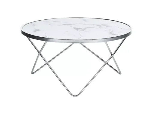 Table Basse Effet Marbre Blanc Et Argenté MERIDIAN II -Meilleur Meubles Magasin table basse 16703431