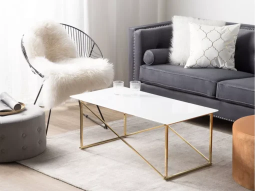 Table Basse Blanche Structure Dorée EMPORIA -Meilleur Meubles Magasin table basse 16703479