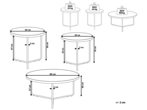 Lot De 3 Tables Basses Noires Avec Plateau Bois Clair MELODY -Meilleur Meubles Magasin table basse 16704191