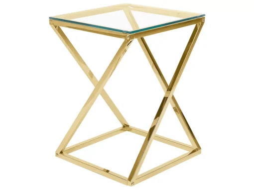 Table Appoint Doré Avec Plateau En Verre BEVERLY -Meilleur Meubles Magasin table basse 17119931