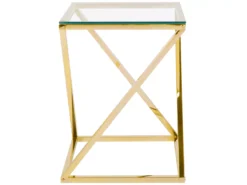 Table Appoint Doré Avec Plateau En Verre BEVERLY -Meilleur Meubles Magasin table basse 17119937