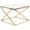 Table Appoint Dorée Avec Plateau En Verre BEVERLY -Meilleur Meubles Magasin table basse 17120261