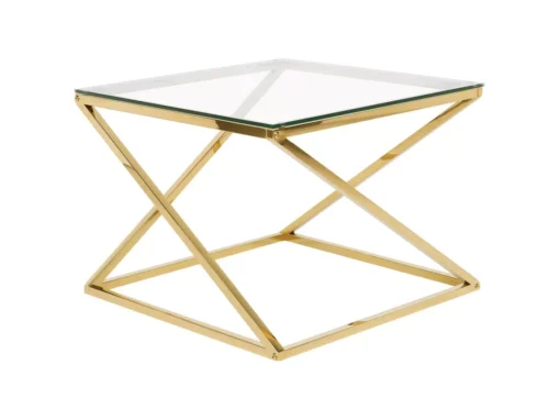 Table Appoint Dorée Avec Plateau En Verre BEVERLY -Meilleur Meubles Magasin table basse 17120261