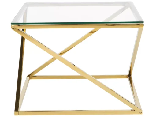 Table Appoint Dorée Avec Plateau En Verre BEVERLY -Meilleur Meubles Magasin table basse 17120267