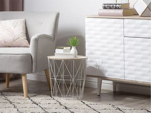 Table D'appoint Blanc Marron LANARK -Meilleur Meubles Magasin table basse 17120561