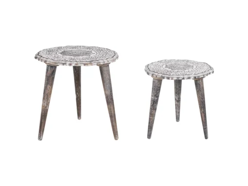 Lot De 2 Tables D'appoint En Bois De Manguier Blanc Cassé ADRO -Meilleur Meubles Magasin table basse 17167507