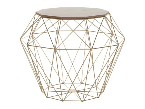 Table Appoint Dorée Avec Plateau En Bois ELIDA -Meilleur Meubles Magasin table basse 17425433