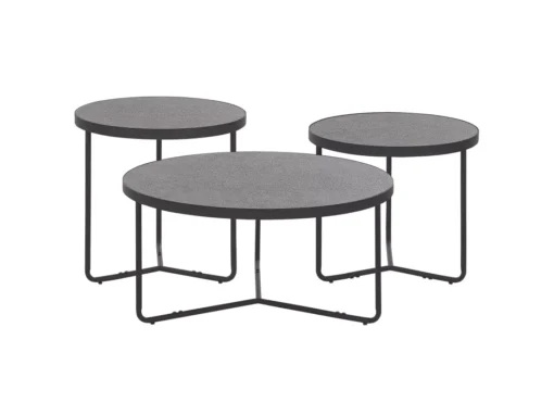 Ensemble De 3 Tables Basses Effet Béton Et Noir MELODY -Meilleur Meubles Magasin table basse 17435599