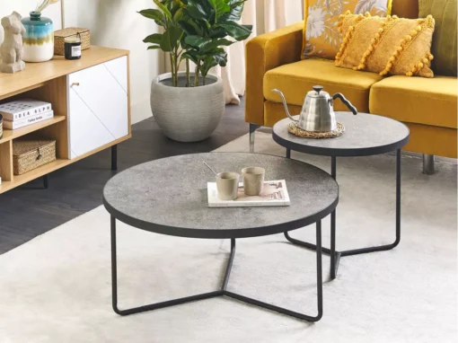 Ensemble De 2 Tables Basses Effet Béton Et Noir MELODY -Meilleur Meubles Magasin table basse 17435985