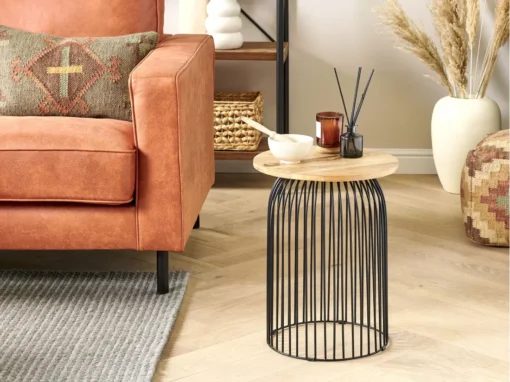 Table D'appoint En Bois De Manguier Clair Et Noir WILLS -Meilleur Meubles Magasin table basse 17436405