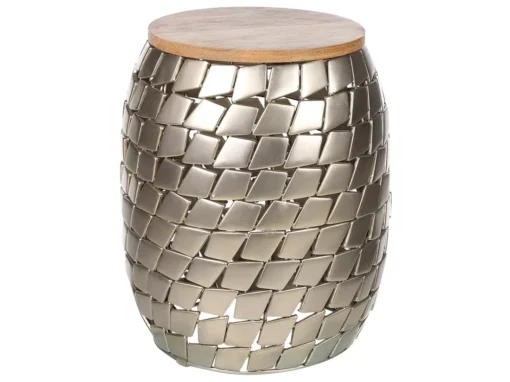 Table D'appoint En Bois De Manguier Clair Et Argenté JABIRU -Meilleur Meubles Magasin table basse 17436497