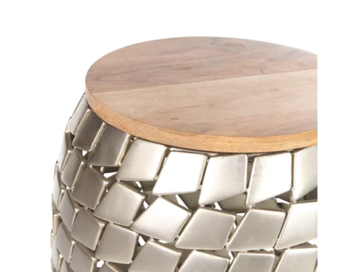 Table D'appoint En Bois De Manguier Clair Et Argenté JABIRU -Meilleur Meubles Magasin table basse 17436503