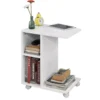 Bout De Canapé Table D’appoint Moderne Roulante Avec 2 Étagères De Rangement, Fbt48-w -Meilleur Meubles Magasin table basse 17949805
