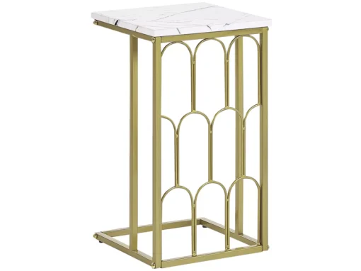 Table Appoint Effet Marbre Blanc / Doré PANDALE -Meilleur Meubles Magasin table basse 18255001