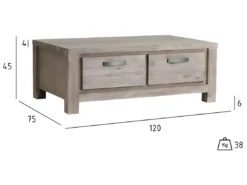 Table Basse Avec Tiroirs Alaska - Rectangulaire - Acacia Massif Et MDF - Marron -Meilleur Meubles Magasin table basse 18875037