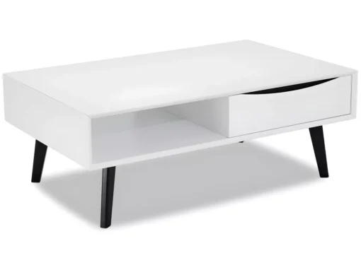 Table Basse Avec Tiroirs Lyon - Rectangulaire - MDF Et Bois - Blanc -Meilleur Meubles Magasin table basse 18876325