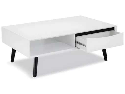 Table Basse Avec Tiroirs Lyon - Rectangulaire - MDF Et Bois - Blanc -Meilleur Meubles Magasin table basse 18876327