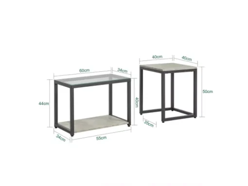 Lot De 2 Tables Basses Gigognes Tables De Salon Set De 2 Tables D'appoint Empilables Gris, Fbt35-hg -Meilleur Meubles Magasin table basse 19124355
