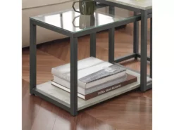 Lot De 2 Tables Basses Gigognes Tables De Salon Set De 2 Tables D'appoint Empilables Gris, Fbt35-hg -Meilleur Meubles Magasin table basse 19124363