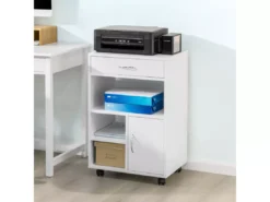 Support Imprimante Roulant Bureau Mobile Caisson Avec Tiroir Et Porte Blanc, Fbt106-w -Meilleur Meubles Magasin table basse 19124377