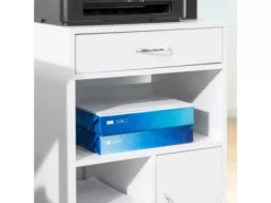 Support Imprimante Roulant Bureau Mobile Caisson Avec Tiroir Et Porte Blanc, Fbt106-w -Meilleur Meubles Magasin table basse 19124383